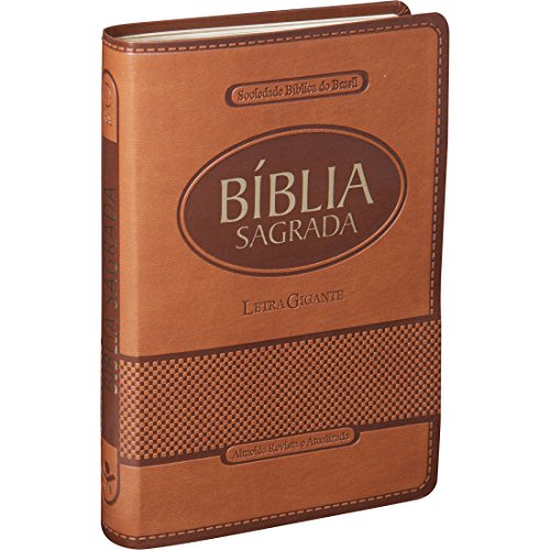 Bíblia Sagrada ARA, Letra Gigante, com Índice — Capa Couro Sintético Marrom Claro
