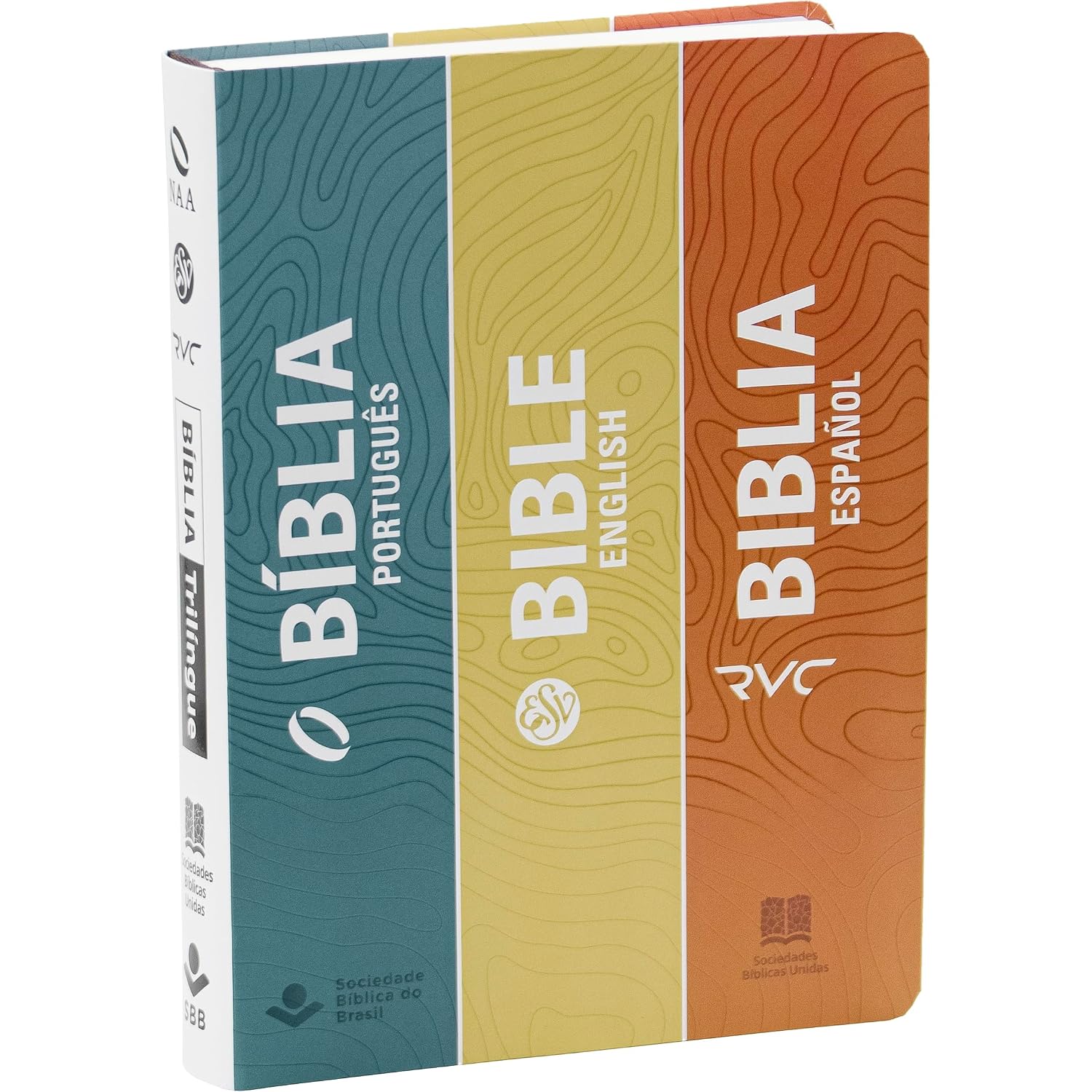 Bíblia Sagrada Trílingue NAA | ESV | RVC de Estudo — Capa Semi Flexível Ilustrada Cinza